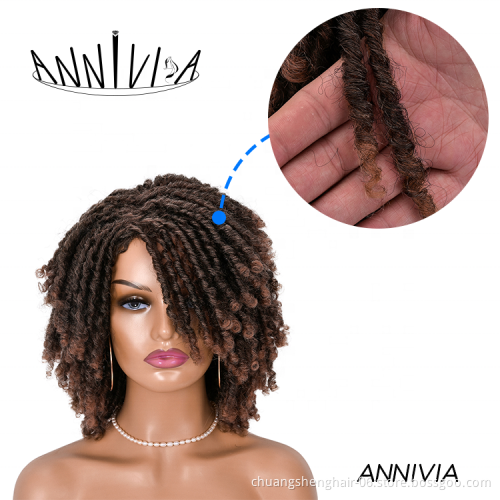 Wholesale cheap Kinky Curly Crochet Braided Ombre Brown Bob Wig Synthetic Twist Braid Hair For Black Women Synthetic Hair Wigs
